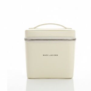 MARC JACOBS Cream Faux Leather Vanity Case Train Beauty Bag Designer Travel